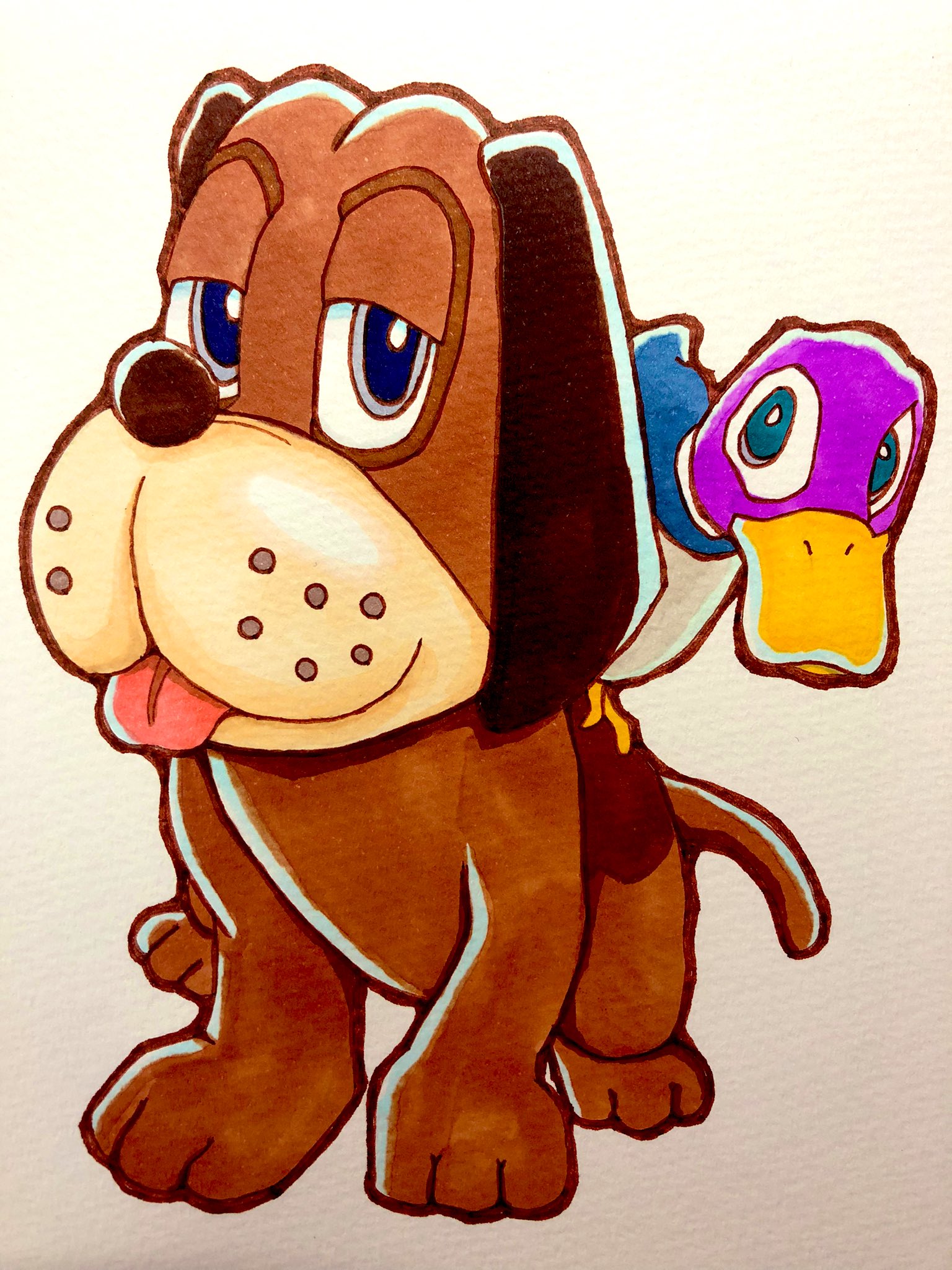 Hide ダックハントを描いてみました スマブラ ダックハント Ssbu Duckhunt アナログイラスト コピックイラスト T Co Yhicvdppiq Twitter