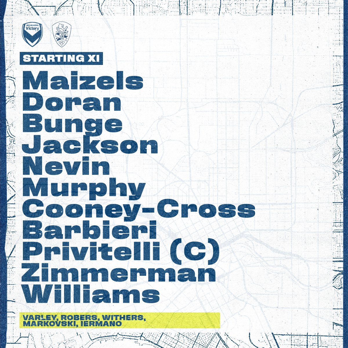 Our team is in for #MVCvBRI, with <a href="/Maizels11/">Melissa Maizels</a> making her first #MVFC <a href="/aleaguewomen/">Ninja A-League</a> appearance!