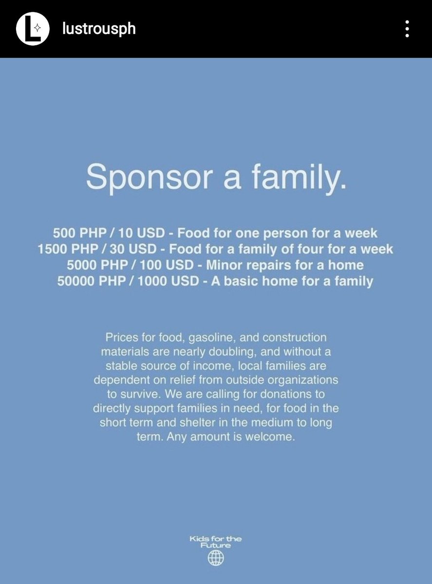 Sponsor a family.

📷lustrousph