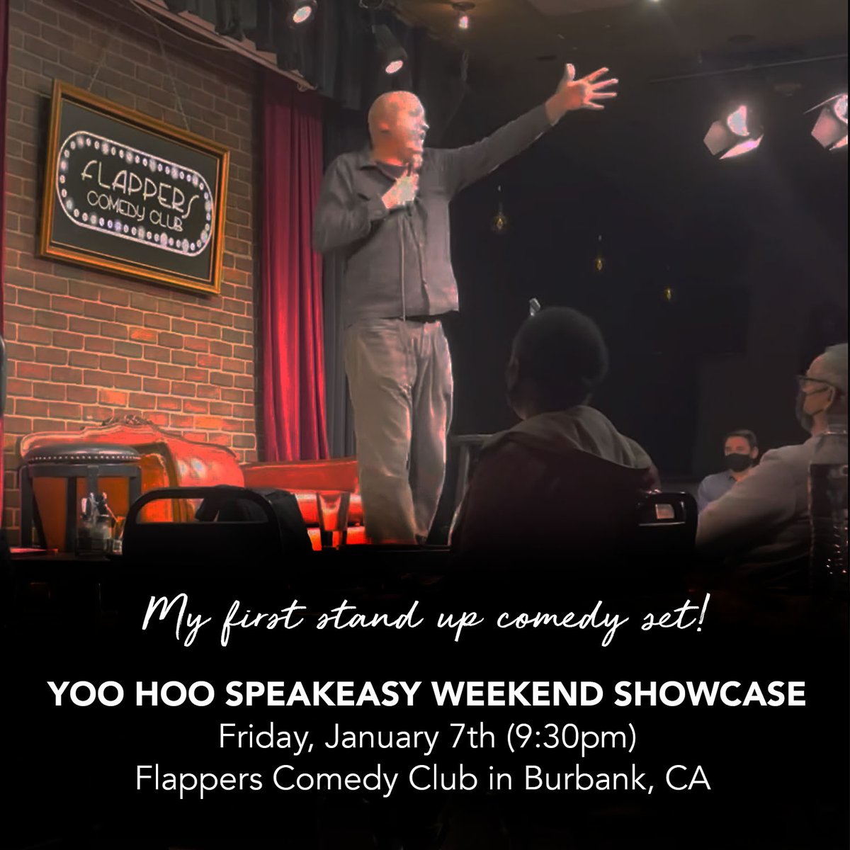 Join me @flapperscomedy on Friday, January 7th at 9:30pm. Learn more: instagram.com/p/CYNqho2ssVQ/  #comedyshow #comedyclub #flapperscomedy #flapperscomedyclub #standupcomedy #standupcomedian #burbank
