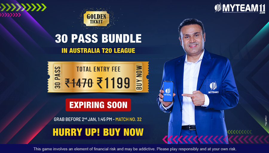 MyTeam_11's tweet photo. #ExpiringSoon
Last chance to buy your 30-pass bundle Golden Ticket & get super discount on Entry Fee.
Hurry Up! Buy Now
#Australia #AustraliaT20League #T20League #T20Cricket #Discounts #GoldenTickets #MegaDiscount #Cricket #abpooraIndiaKhelega #MyTeam11 https://t.co/EzcLwlNigJ