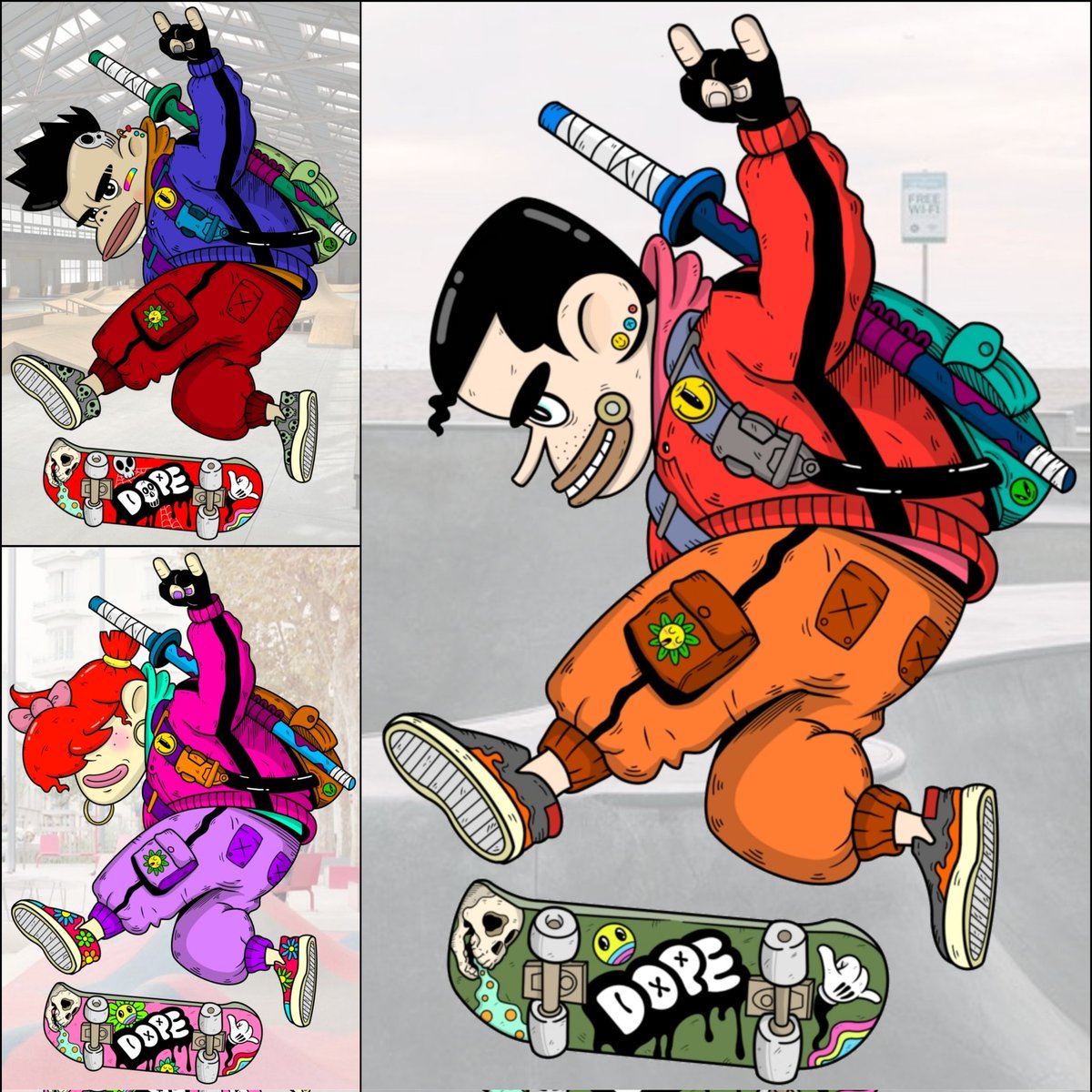 dopecollection3's tweet photo. Ninja Skaters from Dope Clan! 
visit my enter-art collections thanks ☺️

#NFTCommunity #NFTs #ENTERART
#nftcollectors #NFTartist

@EnterArtArmy 
https://t.co/VeGN1dD5R5 https://t.co/qPc595Kj2T