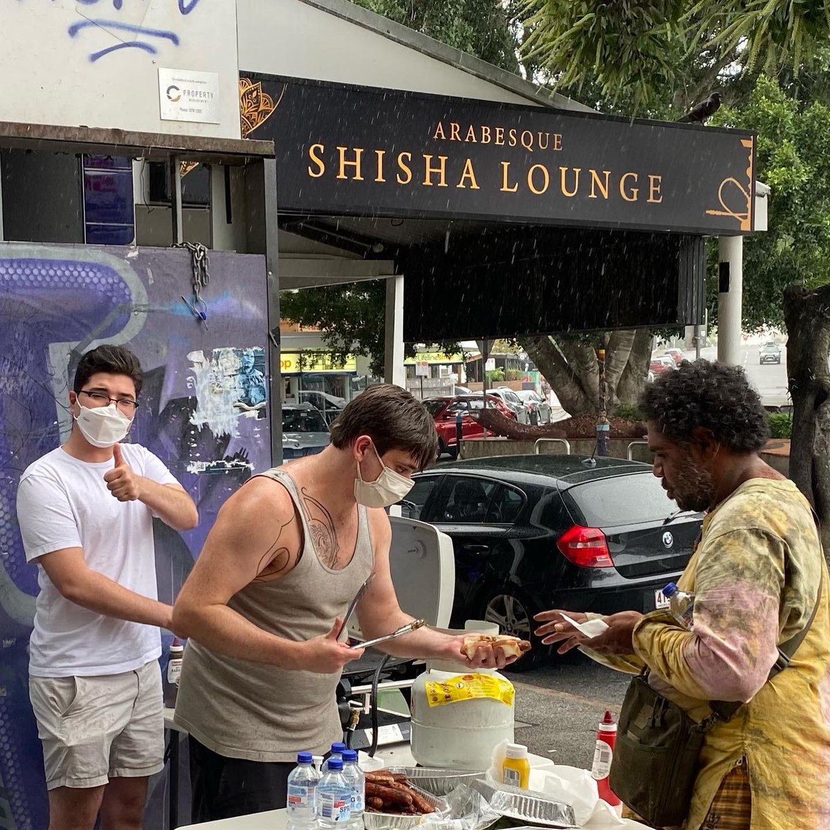 DrewPavlou's tweet photo. Hitting the streets to serve those doing it tough, rain hail or shine 🇦🇺 Our free BBQ for the homeless has fed almost 1000 people over the past 8 weeks, we are dedicated to building a better Australia so that no one is left behind ❤️#Drew4Senate https://t.co/4V02alnpL1