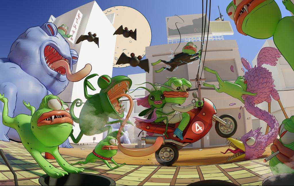 sukhum2017's tweet photo. 🐸Pepe's Victim of Love @withFND
Tiger's Law: Don't fall for the prey. But I'm just a frog.
(3D mix 2D Image size 4766 X 3015 pixel)
https://t.co/P2EPmR702F
#frogfam 
#pepethefrog 
#pepe https://t.co/ZxotXb6izI