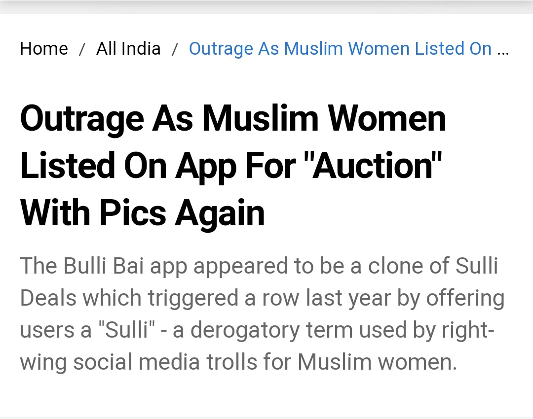 #BulliDeals - Online Auction with photos of Muslim Women emerges after no effective action in #SulliDeals, a similar incident.

We stand with <a href="/IsmatAraa/">Ismat Ara</a> <a href="/khanthefatima/">Fatima Khan</a> <a href="/iamrana/">Rana Safvi رعنا राना</a> <a href="/_sayema/">Sayema</a> and all the other brave Muslim women who refuse to be silenced defying all the odds.