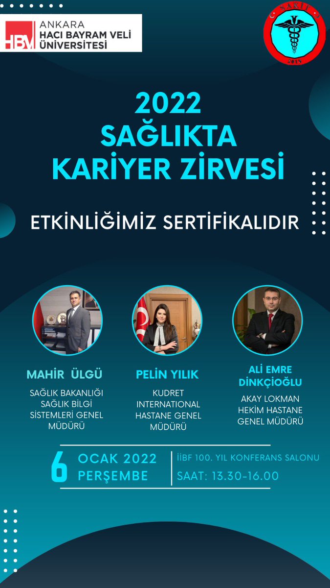 hbv_sakit's tweet photo. Herkese Merhaba ✨
Sağlık Kurumları İşletmeciliği Topluluğu olarak 6 OCAK 2022 tarihinde gerçekleştireceğimiz,
“SAĞLIKTA KARİYER ZİRVESİ” Adlı seminerimizde siz değerli öğrenci arkadaşlarımızı aramızda görmekten büyük mutluluk duyarız ✨ https://t.co/Lnl6bMct62