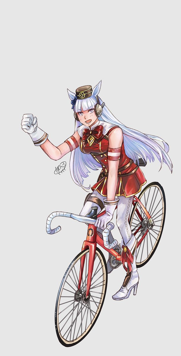ゴールドシップ(ウマ娘) 「競輪ゴルシちゃんできた🚴‍♀️✨✨

どうせ見切れると思って自転車は適当に描い」|ぼへ😷プリステ29【娘21】のイラスト