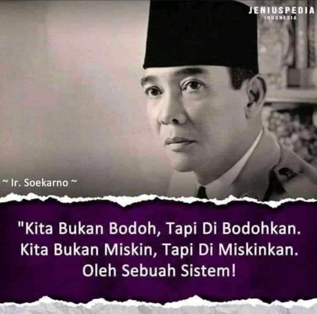 Hussamuddin's tweet photo. Kita bukan bodoh, tapi dibodohkan. Kita bukan miskin, tapi dimiskinkan oleh sebuah sistem. https://t.co/sPyGSJAa6x