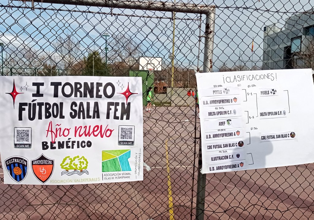 ⚽ Ya estamos con el torneo solidario de fútbol sala femenino organizado junto a <a href="/IlustracionCF/">Ilustración CF</a>! Vente a <a href="/ud_arroyofresno/">UD Arroyofresno</a> y participa en la rifa benéfica, puedes ganar una cesta de navidad 🍾🍱