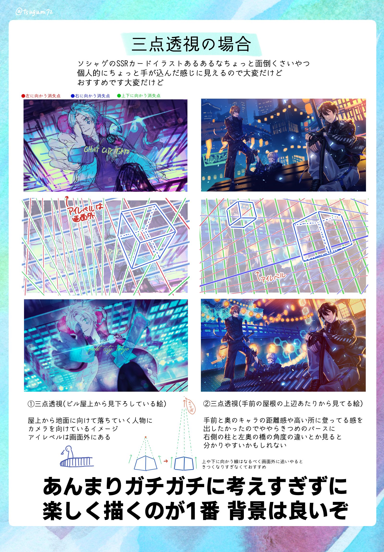 東鳥 この間友達と背景ありのイラストの構図の決め方みたいな話をしてたので雑にまとめてみた T Co Zsovfvd3mc Twitter
