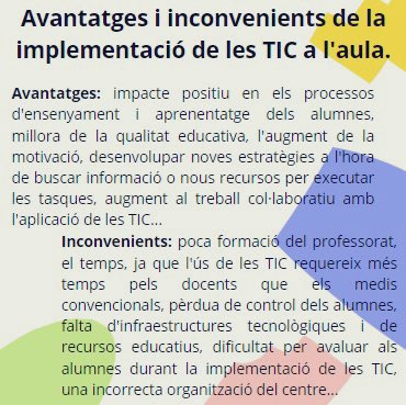 NeusrpUib's tweet photo. He fet aquest pòster per veure uns quants avantatges i inconvenients que tenen la implementació de les TIC a una aula de primària. #22122g1 #22122_21_22_uib https://t.co/YrJKlEwtCE