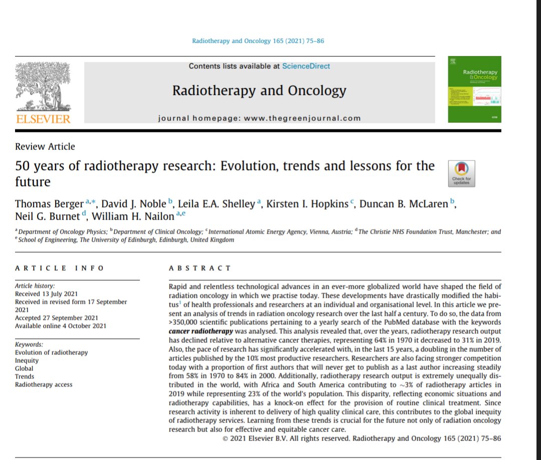 This paper is my best option for starting 2022. IMHO a source for many reflections about the path of #radonc specialty. What does drive the evolution of radiation medicine? Is the publish or perish philosophy a real driver? In the next tweet i underline a tipping point.