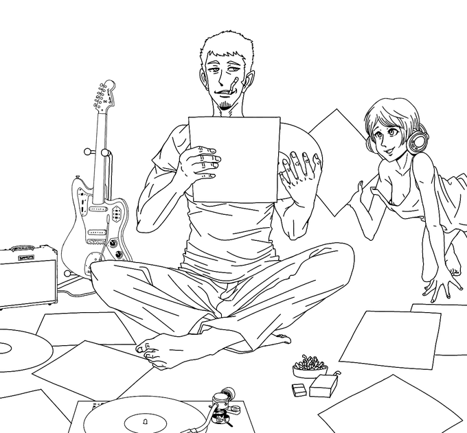 線画完成しました。また色塗りも時間かけて楽しみながら塗ります。 
