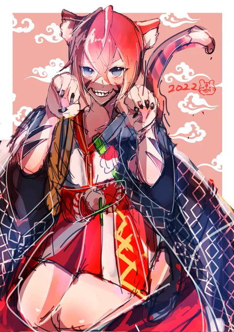 新年🐯🌹くん!
 #ツイステファンアート 
 #twstファンアート 
※衣装捏造 