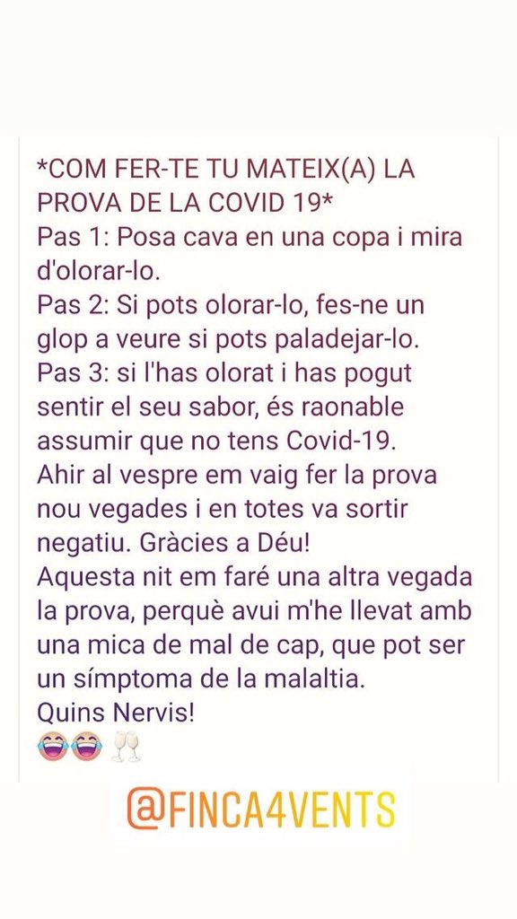 BcnFinest's tweet photo. Com fer-te la prova del covid  tu mateix 
Remei casolà 🍾🍾🍾 #Happynewyear https://t.co/1S5bH2dIsd