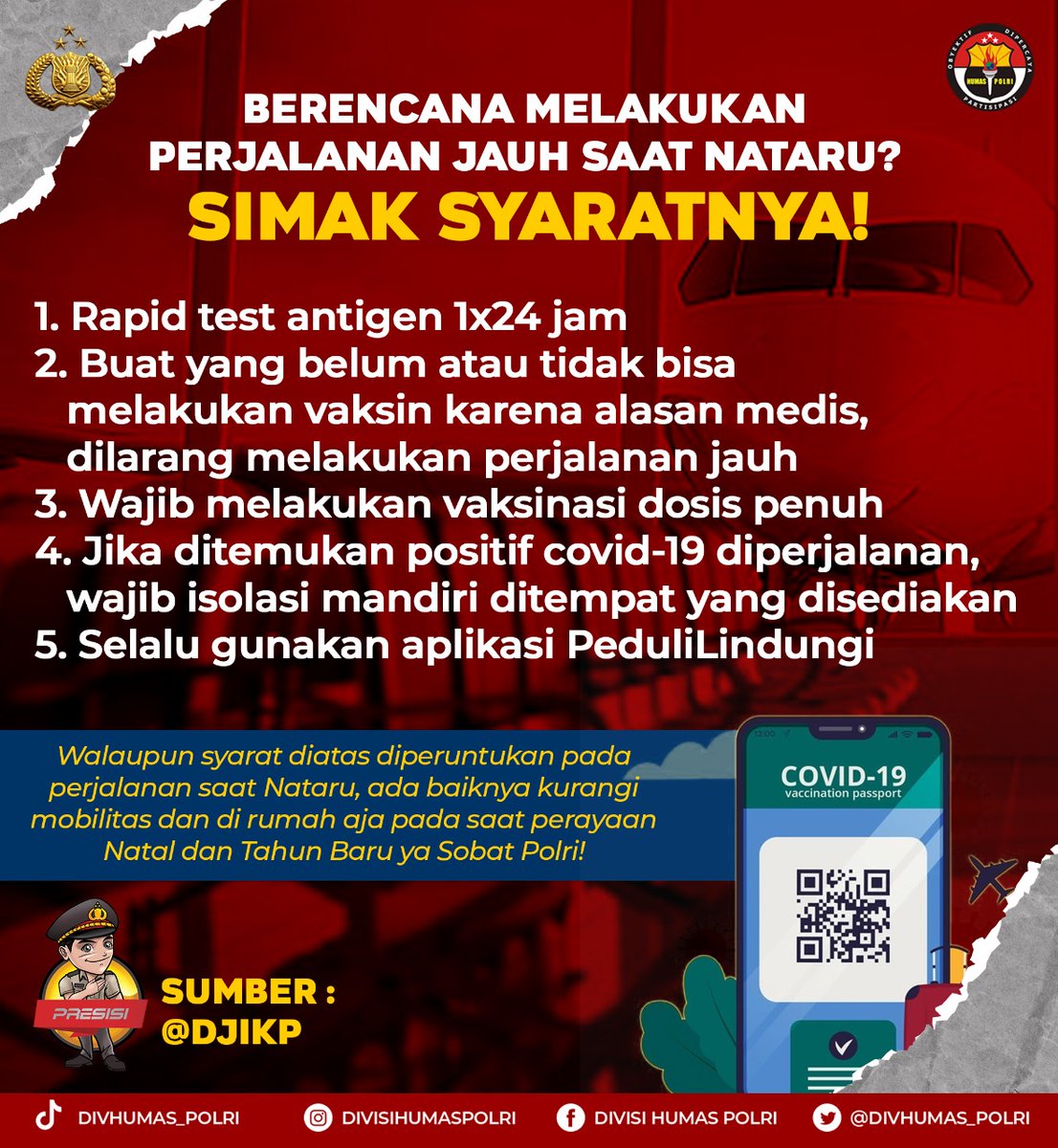 anonD__'s tweet photo. Sebelum berperggian saat libur nataru kita harus tau syarat apa saja yang harus kita persiap kan terlebih dahulu
#AktifPeduliLindungi
Tetap Waspada Omicron https://t.co/hwyOOTEDa8