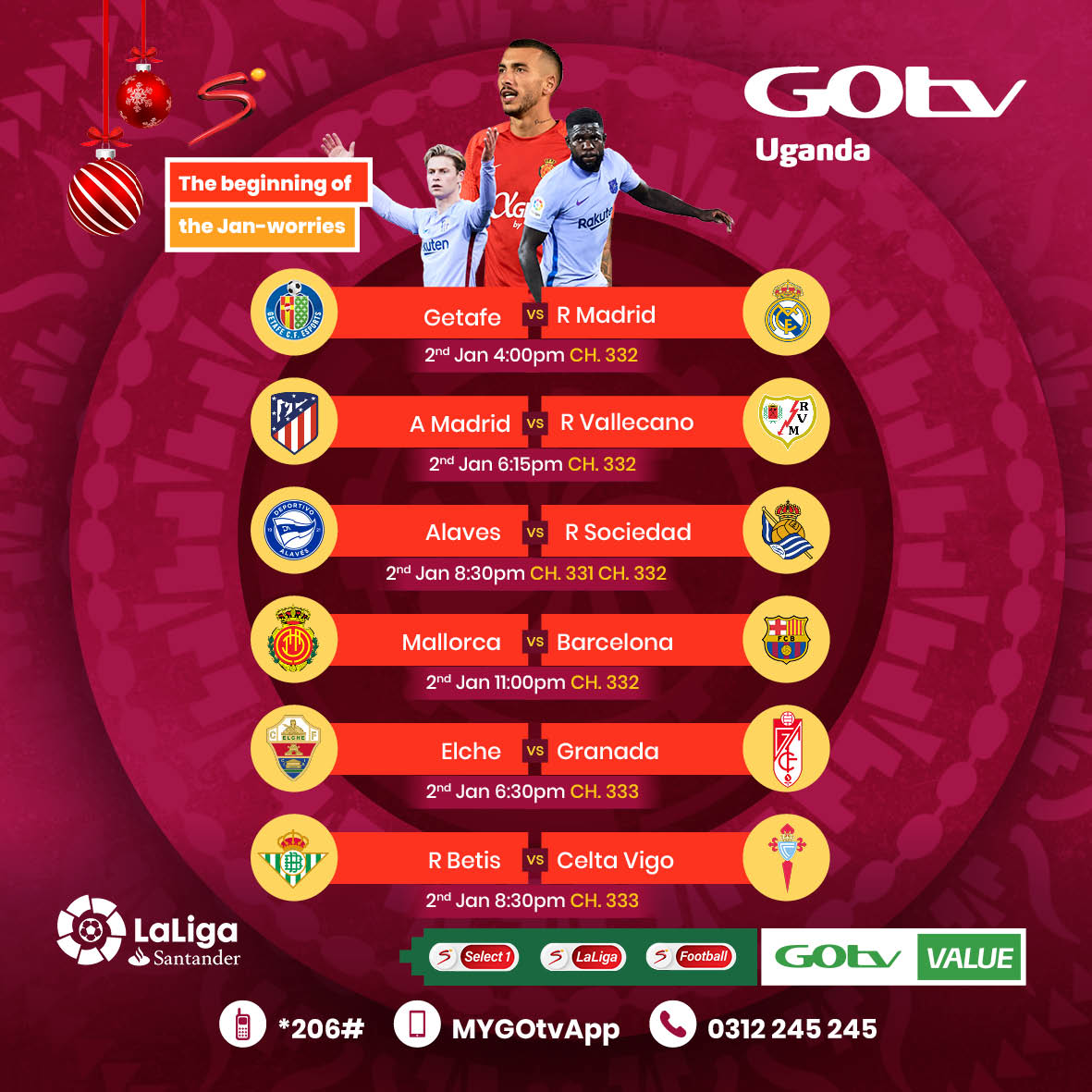 GOtvUganda's tweet photo. Laba akasambatuko ka La Liga mu 2022 😅! Enjoy the action from 4:00 PM on SS Football Ch 331, SS La Liga Ch 332 and Select 1 Ch 333. 

Download MyGOtv App: https://t.co/l5isueNaz6 to subscribe to GOtv Supa.  #SUPAFestive #OurHomeOurFootball https://t.co/t3F4Eko0gW