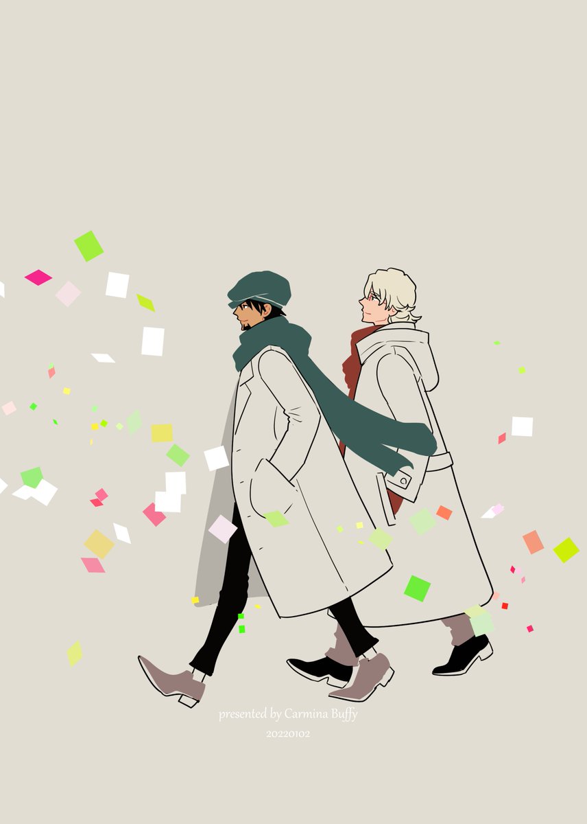 「新年お散歩
スマホのロック画面用に描いたんですが使いたい方いらしたらどんぞ 大き」|バフィー𝕭𝖚𝖋𝖋𝖞🐰✨🐯のイラスト