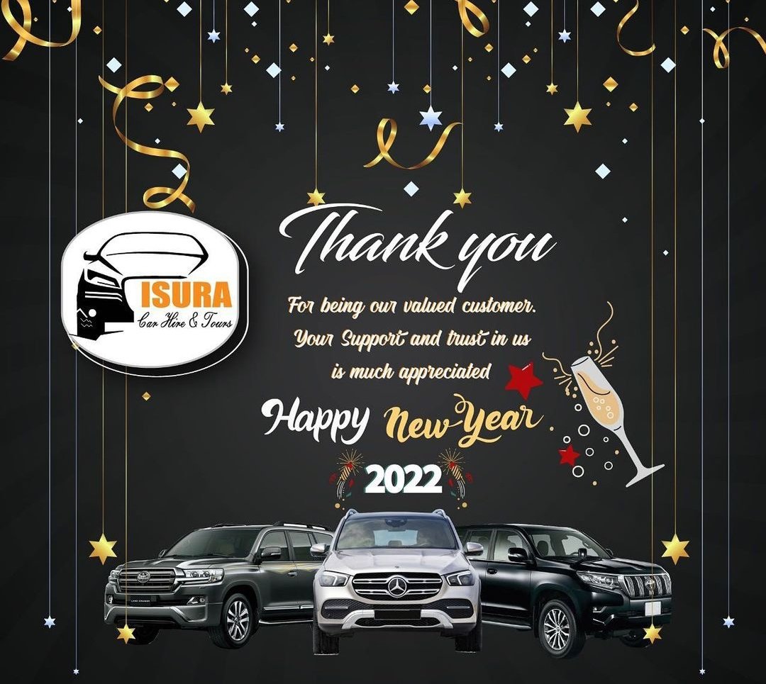 IsuraCars's tweet photo. A Big Thank You from Us The Isura Car Hire. 

Happy New Year https://t.co/hjX5tSxHSH