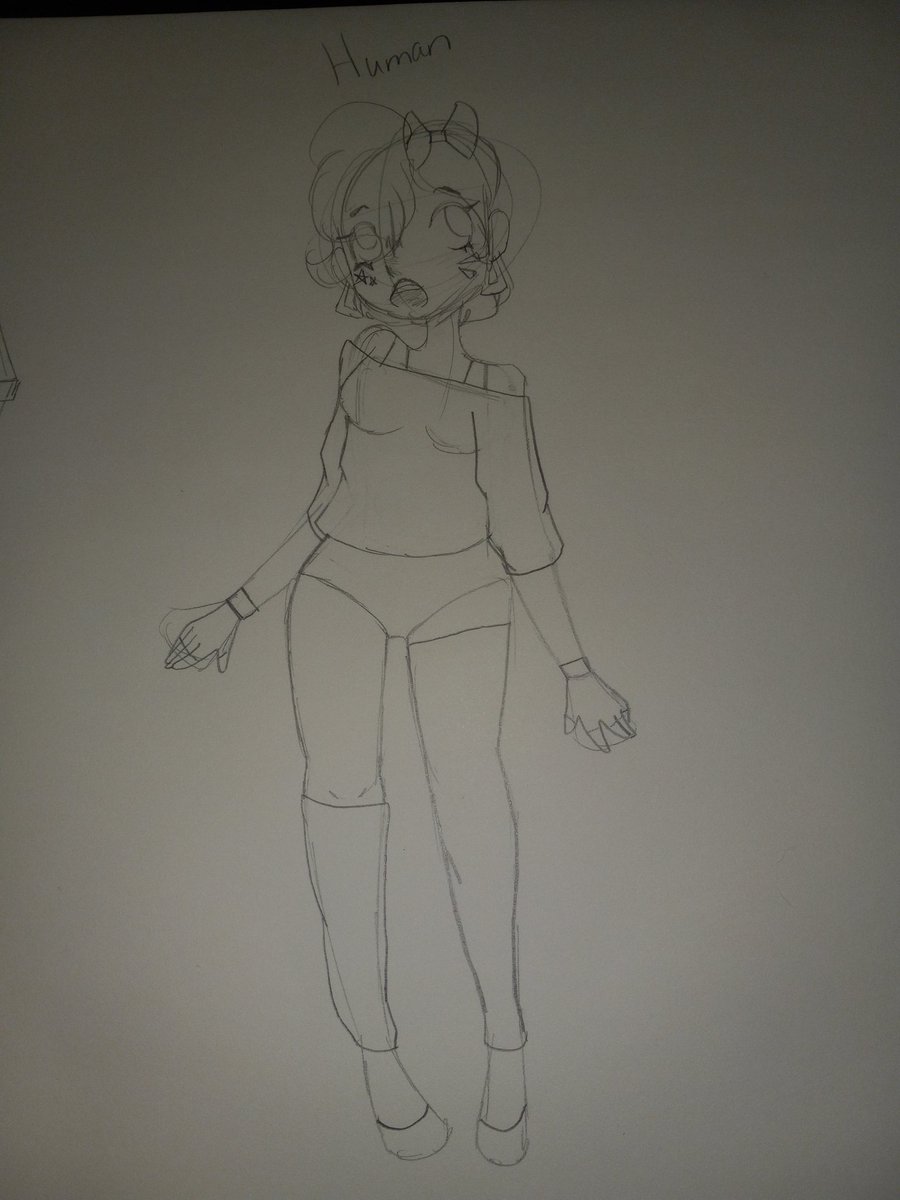 🐀drew a full body animatronic/anthro Glam Chica and human Glam Chica :) this my headcanoned portrayal of her, the baggy sweater is so cute!