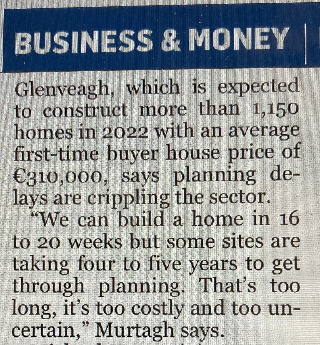 Glenveagh’s Conor Murtagh on Ireland’s planning regime: