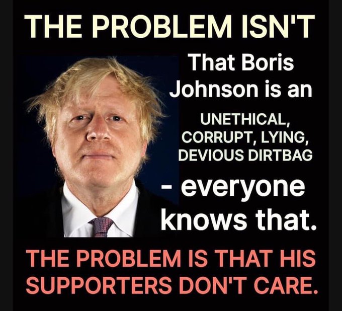 David_T_Evans's tweet photo. So sad 43% still believe in possibility that #Johnson is anything but a #liar, #polulist, #cheat, archmanipulator of the public

#JohnsonLiedPeopleDied No ifs, No buts! 

Wake up, 43%! It could be YOU thrown under #BorisBus next &amp; with #BrexitLies to #NHS: no service to save you https://t.co/UnwA2tfUtF