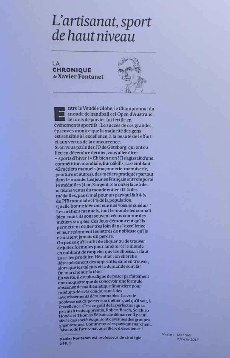 xjfontanet's tweet photo. Le jour où on considèrera qu’un artisan talentueux possède un statut plus élevé dans la société qu’un responsable administratif médiocre , fut il  haut placé , les choses iront beaucoup mieux dans le pays . https://t.co/ORPlI0VScW