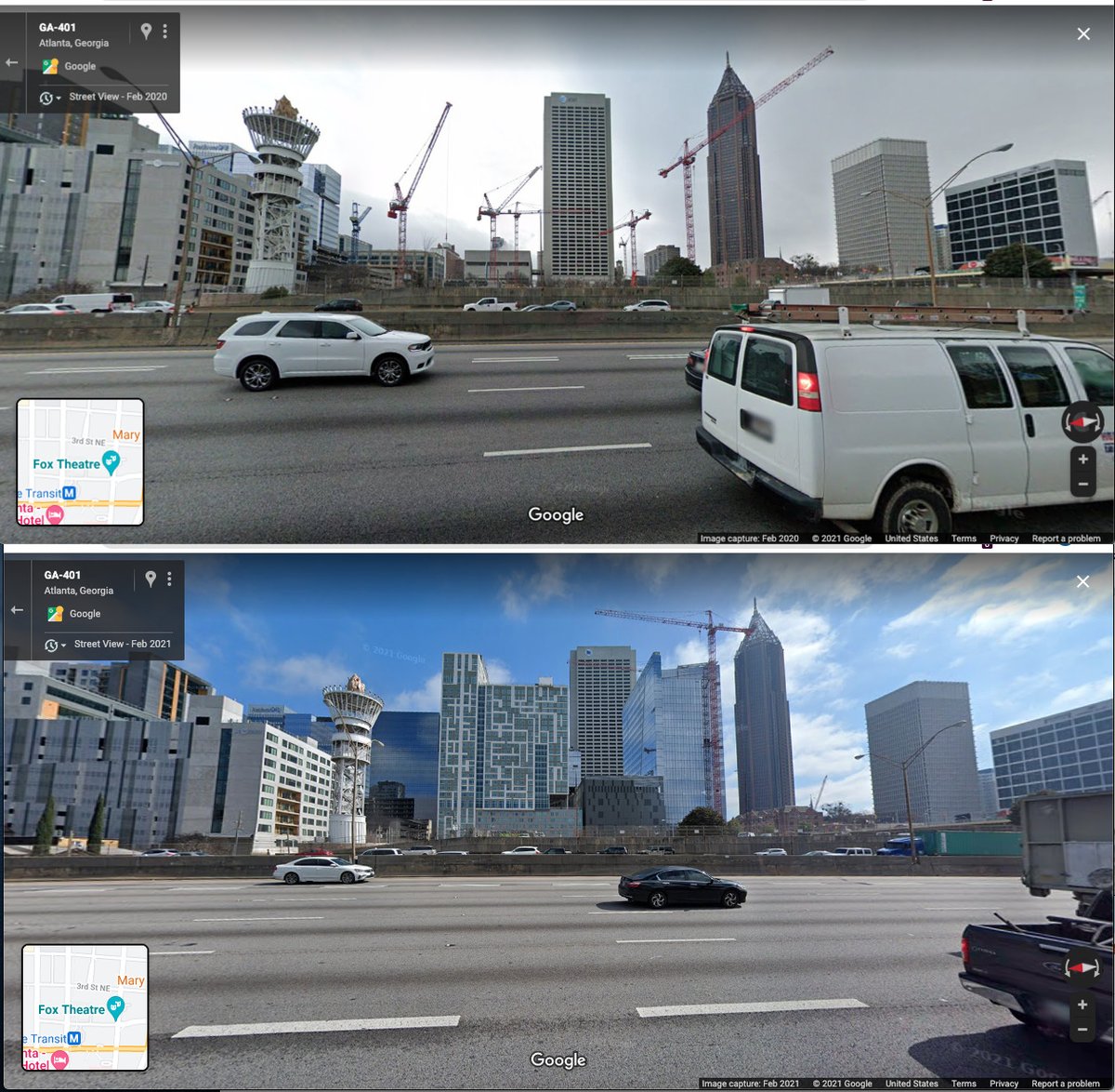 The change in the midtown Atlanta skyline in just 1 year.