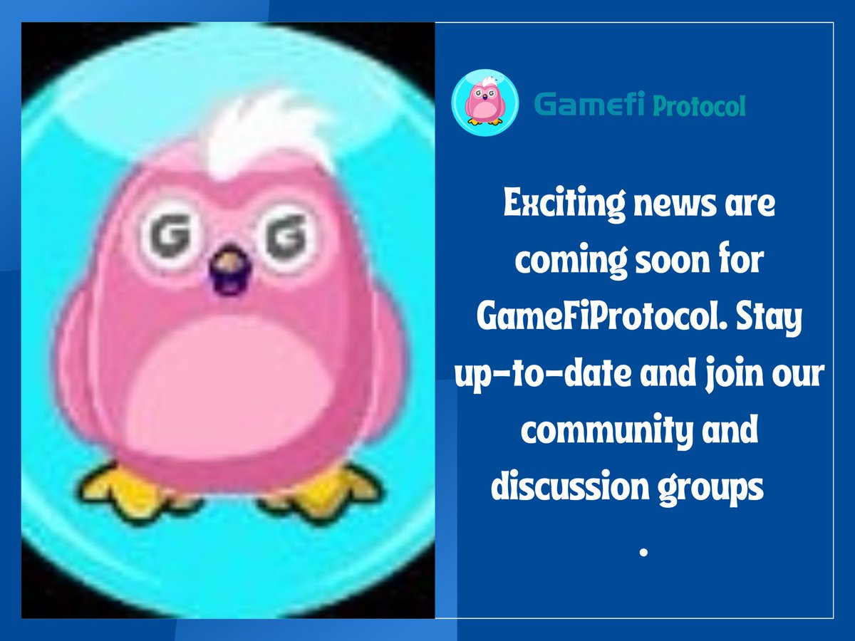 DiyenDanArts's tweet image. Exciting news are coming soon for #GameFiProtocol. Stay up-to-date and join our community and discussion group on Telegram!

👇 t.me/GamefiProtocol 

👇 discord.com/invite/6zH8Xjn…

#GameFi #GFI #NFT #NFTs #NFTcommunity #NFTshill #playtoearngames #F2P2E #FreeToPlayToEarn #BSC
