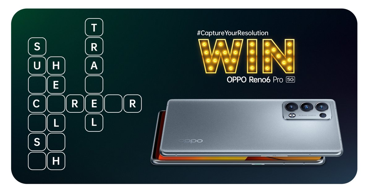 OPPOArabia's tweet photo. Let’s commit to your 2022 achievement 😉Comment below your first response using #CaptureYourResolution and follow @OPPOArabia  for a chance to WIN the #OPPOReno6Pro5G https://t.co/hgXoHPfqmN