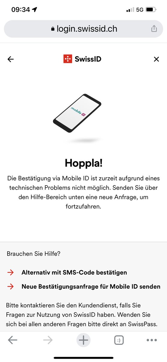 chrisludt's tweet photo. @SwissSign #SwissID Login mit #MobileID funktioniert immer noch nicht. https://t.co/Rk8nAcJh6o