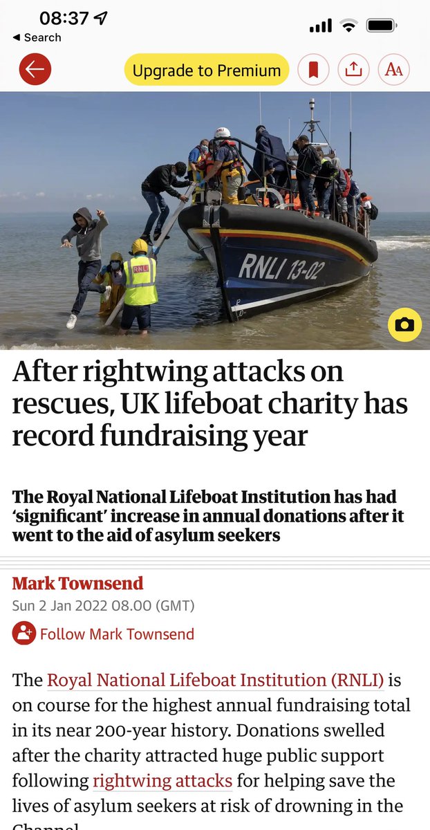It’s great news for <a href="/RNLI/">RNLI</a> &amp; the country to know that wholesome caring people still exist in a world otherwise poisened by the likes of <a href="/Nigel_Farage/">Nigel Farage MP</a>