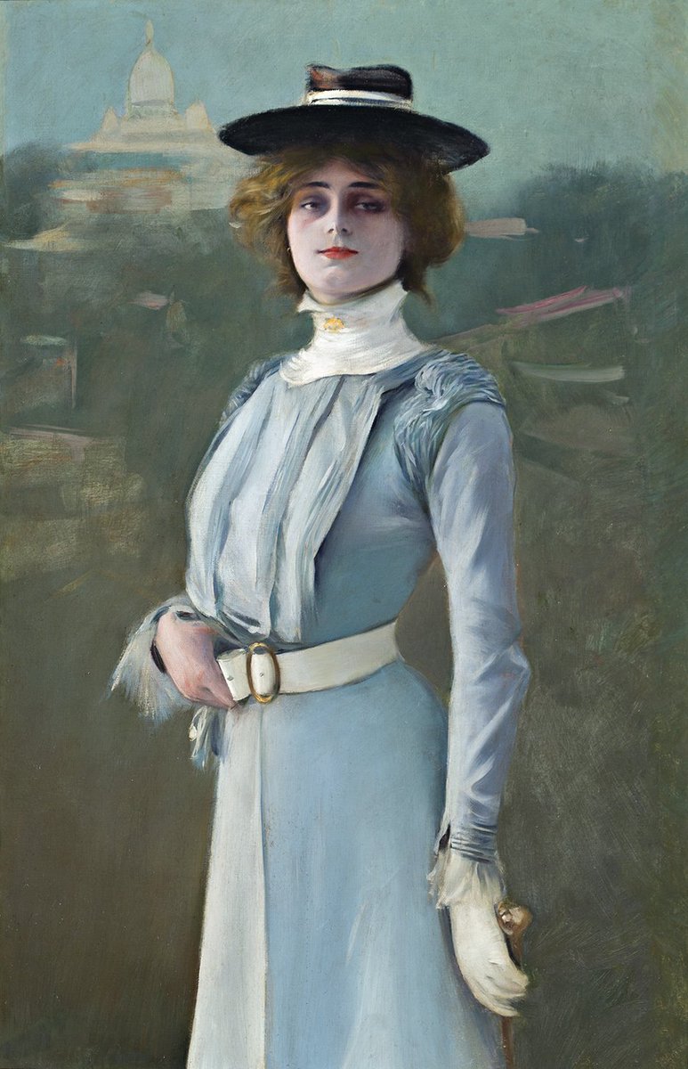 Desailaur's tweet photo. 'La parisenca', 1900
És la model Clo-Cló, amb qui Rusiñol va mantenir una relació sentimental. S’anomenava a Clotilde Pignel pertanyia a la família que regentava una botiga de pintura a Montmartre. Ramon Casas la pinta com una noia elegant, amb un vestit blau. #art #macbaBCN https://t.co/5Xbwd9dHFc