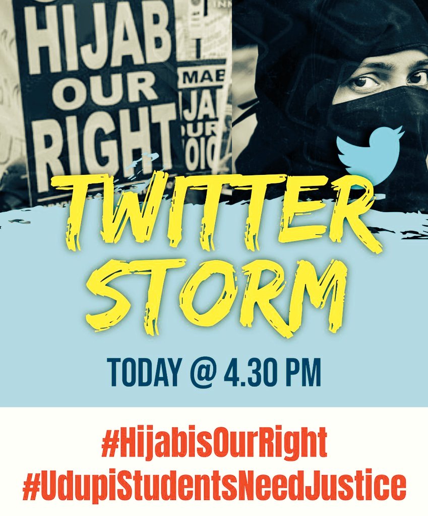 Afif93703898's tweet photo. Twitter Storm
Today @ 4:30PM

#HijabisOurRight
#UdupiStudentsNeedJustice https://t.co/srboAq0mvG https://t.co/yWAixaV8uG