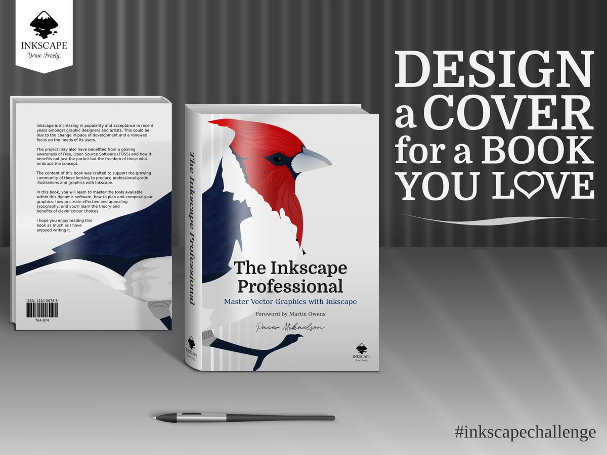 inkscape's tweet image. Ready for a new #inkscapechallenge? Design a cover for your favorite book this month! Learn more details and share your creation at: inkscape.org/forums/competi…