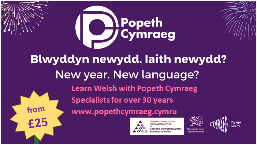 popethcymraeg's tweet photo. Make 2022 the year you learn Welsh.
Learn Welsh with Popeth Cymraeg. Specialists for over 30 years.
Classes starting in January.
Use code IONAWR22 for 50% discounts.
https://t.co/P4wxdUUrpD
#LearnWelsh #DysguCymraeg #WelshClasses #BeginnersWelsh https://t.co/tWleR6RCY1