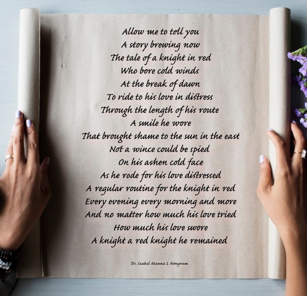 smlnongrum's tweet photo. "Shining"

By Dr. Saahil Manna L Nongrum 

#writingcommunity #poetrycommunity #poetrylovers #writing #poetry #poetrygram #words #wordsgram #poetryofinstagram #poetrysociety #poems #poem #poemgasm #poemoftheday #verse #love #quotes #writersofinstagram #life #writer #instagram https://t.co/wUbmZ0elsx