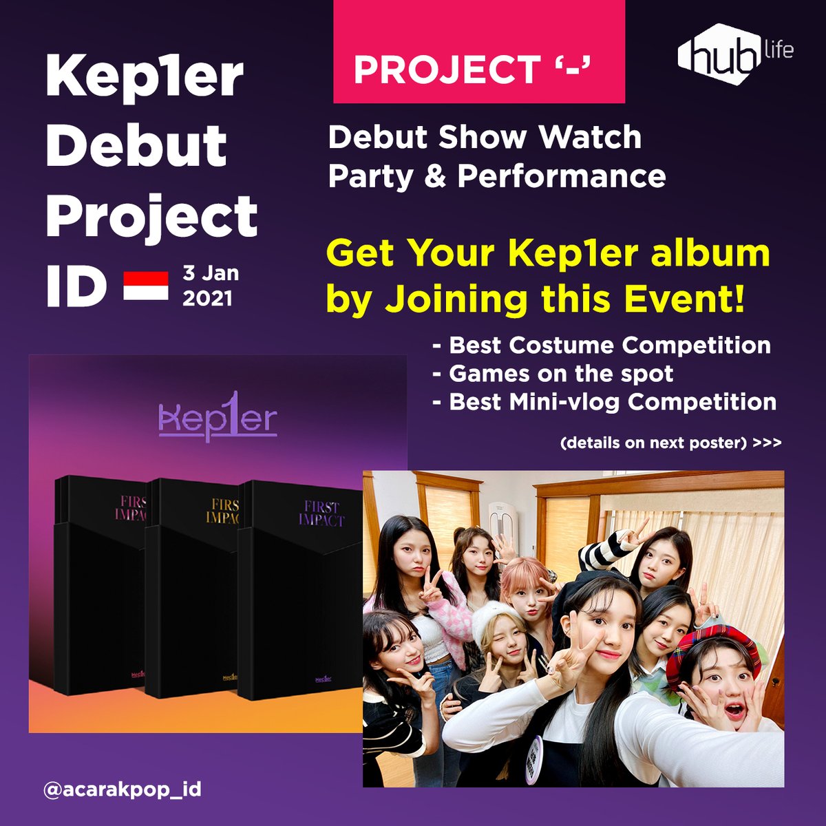 acarakpop_id's tweet photo. [GIVEAWAY ALBUM DEBUT Kep1er!]

Dapatkan album kep1er dengan cara mengikuti dua kegiatan ini:
- Best Costume Competition
- Best Mini-vlog Competition
- Games on the spot (di event nobar)

(rules ada di poster yaaa!)
#Kep1erShineProject #Kep1erDebut #KEP1ERisCOMING #Kep1er https://t.co/Cu5paEhYO9