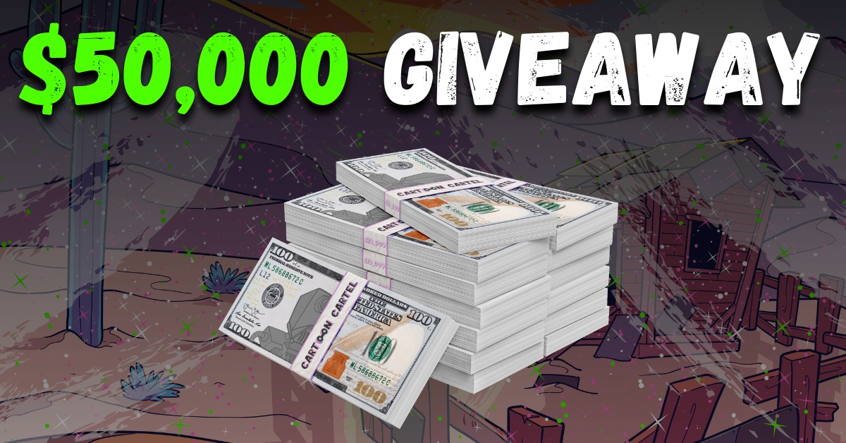 Cartoon_Cartel's tweet photo. We are giving away $50,000 to RT + Follow 💸

You heard that right, we are very close to officially launching our biggest giveaway yet! 🎉

Once it starts, it will run until we fully mint🏆

More Details on our Website 👇

https://t.co/MWJqOB3fYB

#NFT #NFTGiveaway #Cash https://t.co/OyQvE3OV4m