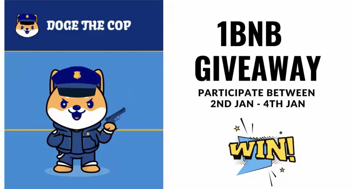 InfinityGems07's tweet photo. Hyped Launch @DogetheCop

1BNB Giveaway Time!!!

Get your whitelist entry https://t.co/kmXVEAviEC
and enter a chance to win 1 BNB worth of Tokens
to be shared amongst 3 lucky winners!

Winners to be picked in 48 hours! 

Presale starting in 3 days!

#Giveaway #pinksale https://t.co/wdpPiAOPJP