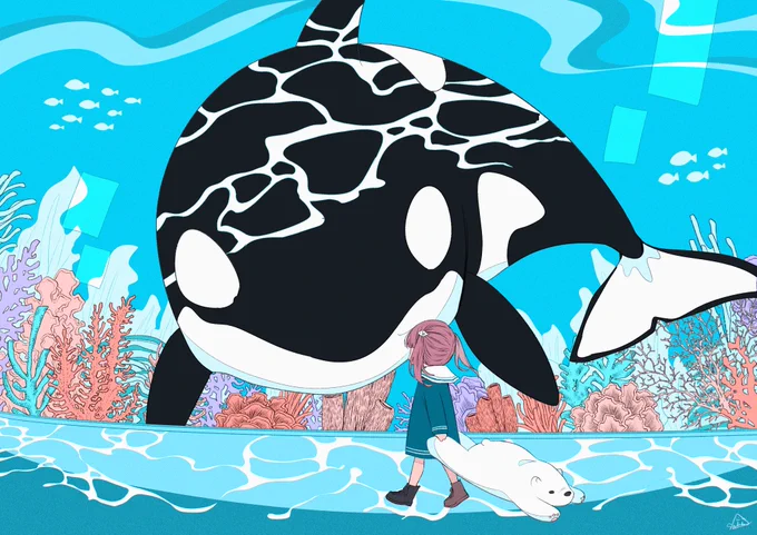 幼少期海野さんとシャチ。 