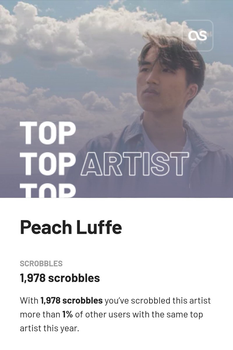 rowjie's tweet photo. #2021counted with @lastfm 🎶
#PeachLuffe #Shimmer #TokyoDrifting #Daya #Lastfm @Daya @peachluffe https://t.co/b47wtwiI81
