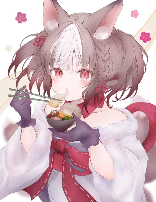 お正月にお雑煮を食べるセッカちゃん⛩ ❀.*・ 