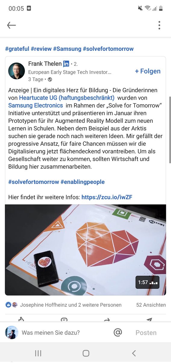 heartucate's tweet photo. Da ist man mal 3 Tage offline, da postet #frankthelen über @heartucate 🤯!
Was für ein toller Start in 2022!

https://t.co/Xs38UFG9pT

#heartucate #LinkedIn #dhdl #Samsung #solvefortomorrow #augmentedreality #mixedreality #education #edtech #edtechstartup https://t.co/0CZG1gH5au