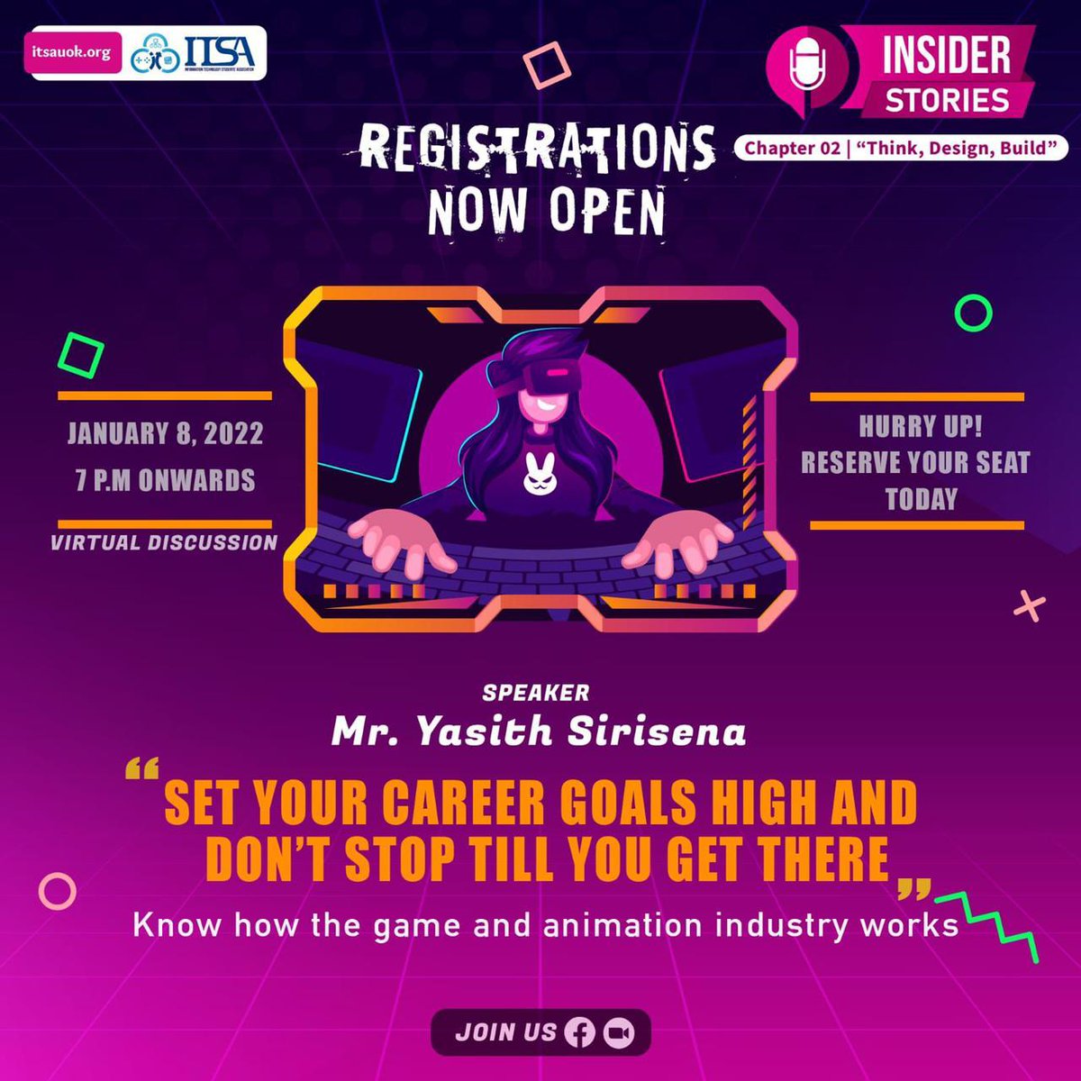 ITSA_UOK's tweet photo. "To be the best… LEARN FROM THE BEST!"

ITSA is bringing you the experiences and expertise of another great personality from the industry.

REGISTRATIONS NOW OPEN:
https://t.co/UDeR8pdDuo

 ALL ARE WELCOME!🤩🤟

#InsiderStories #ProdigiInteractive #Gaming #Animations #UOK #FCT https://t.co/7tIwqvHDgv