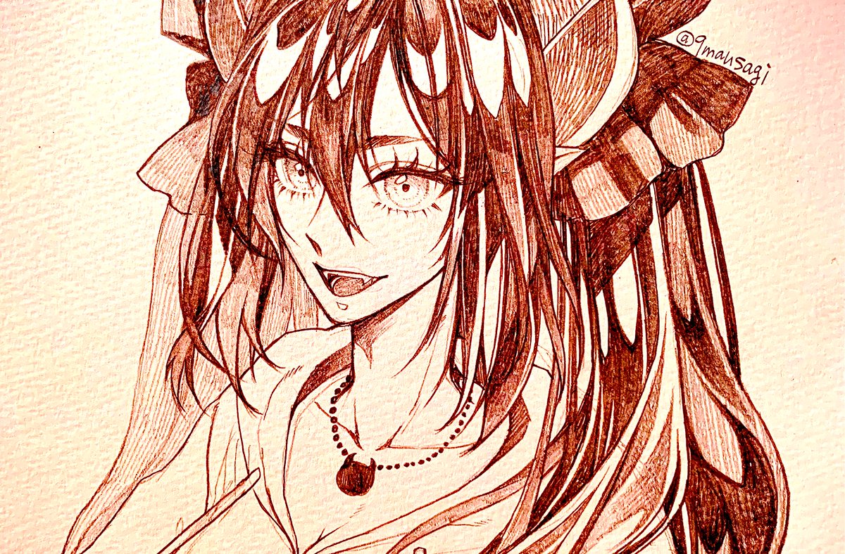 アナログで髪の毛のベタ塗りするの楽しすぎてこの艶感出しながら塗るのにハマってる 赤身まぐろ Skeb始めましたのイラスト