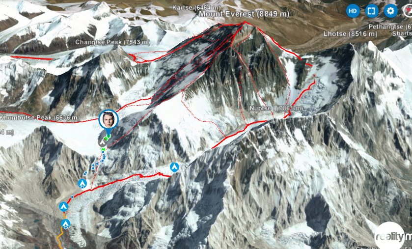 EverestToday's tweet photo. Jost Kobusch has started ascending towards CII (~6800 m) from CI (~6050 m) at Lho La pass on Mt #Everest (8848.86 m). He is attempting to climb the mountain via West Ridge this winter solo without bottled oxygen. Latest location ~6126 masl. Tracker: https://t.co/Po7YVt50o1. https://t.co/tLLlu9HEgC