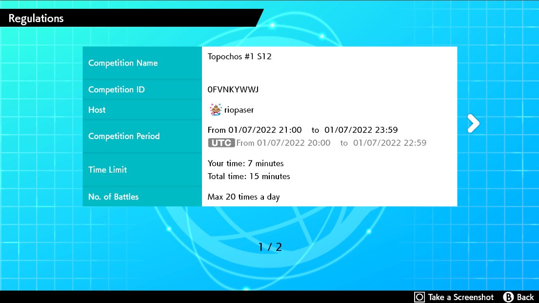 Buenos días! He creado un torneo de VGC 2022 (S12) para el Viernes 7 de Enero de 21:00h-23:59h. Este no tendrá premio, pero si veo bastante participación haré más. Un RT ayuda como siempre 🥰 #PokemonSwordShield