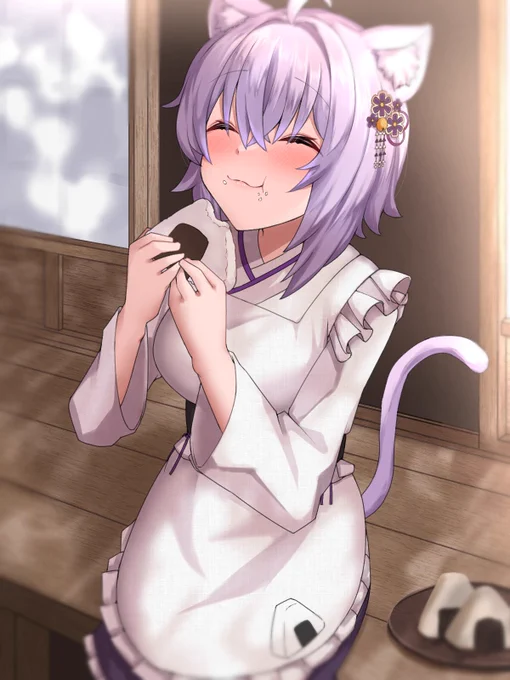 もぐもぐ〜🍙
#絵かゆ 