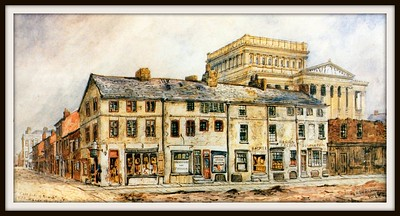 Whist researching where Masonic Lodges met before Preston Masonic Hall was a thing I came across more water colours of the area. This with The Harris in the background. Many Inns in the area had lodges meeting there.